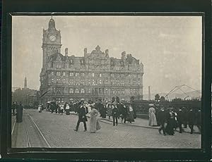 Écosse, Édimbourg, L'Hôtel North British Station, ca.1900, Vintage silver print