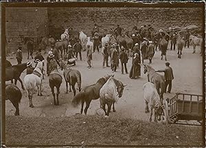 France, Marché aux chevaux, ca.1900, Vintage citrate print