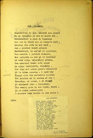 Tapuscrit. Anthologie de la poésie russe (traduite en roumain)