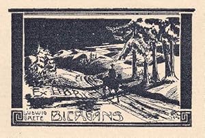 Bild des Verkufers fr Exlibris fr Ludwig und Grete Biergans, Oberleutnant, Ingolstadt, Theresienstrae 34 II. Holzschnitt von H.v.Reichenbach, Tegernsee. zum Verkauf von Antiquariat Heinz Tessin