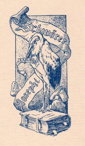 Bild des Verkufers fr Exlibris fr Joseph Schwrer. Klischedruck von Julius Szchy, Budapest. zum Verkauf von Antiquariat Heinz Tessin