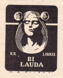 Seller image for Exlibris fr BI Lauda. Klichedruck von William Edgar Fischer. for sale by Antiquariat Heinz Tessin