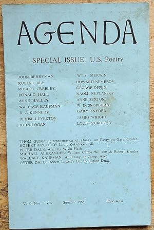 Seller image for Agenda. Special Issue: U.S. Poetry. Vol. 4, Nos. 3 & 4, Summer 1966 / GARY SNYDER / ANNE HALLEY JOHN BERRYMAN W D SNODGRASS DENISE LEVERTOV RPBERT CREELEY SEXTON for sale by Shore Books