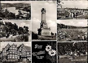 Bild des Verkufers fr Ansichtskarte / Postkarte Wetter an der Ruhr im Ennepe Ruhr Kreis, Harkortturm, Harkortsee, Kraftwerk, Viadukt, Freibad zum Verkauf von akpool GmbH