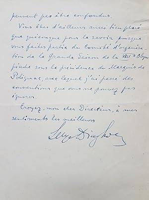 Autograph letter, signed, to "cher Directeur" [Jacques Hébertot]