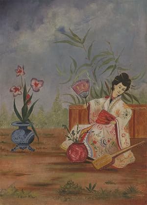 20th Century Gouache - Geisha in a Garden
