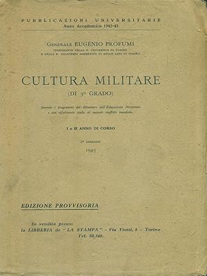 Bild des Verkufers fr Cultura militare (di 3o grado) zum Verkauf von Librodifaccia