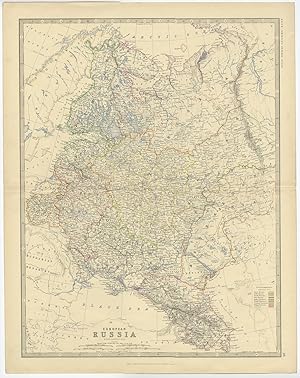 Antique Map of European Russia by K. Johnston (c.1861)