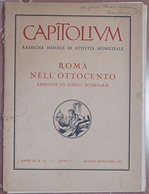 Immagine del venditore per CAPITOLIUM RASSEGNA MENSILE DI ATTIVITA MUNICIPALE ROMA NELL'OTTOCENTO AMBIENTI ED EDIFICI SCOMPARSI ANNO III - N. 5-6 ANNO V AGOSTO SETTEMBRE, venduto da Sephora di Elena Serru