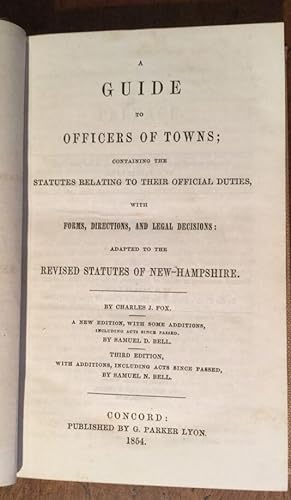 Bild des Verkufers fr Guide To Officers Of Towns. New Hampshire zum Verkauf von Ken Spelman Books Ltd (ABA, ILAB, PBFA).