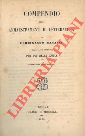 Bild des Verkufers fr Compendio degli ammaestramenti di letteratura. zum Verkauf von Libreria Piani