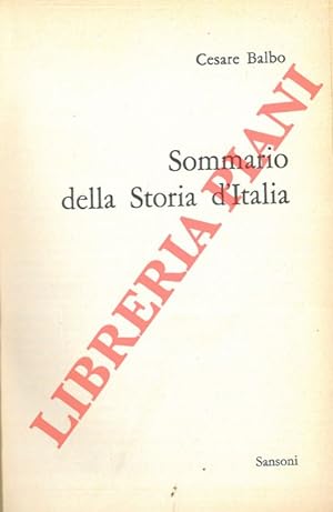 Bild des Verkufers fr Sommario della Storia d'Italia. zum Verkauf von Libreria Piani