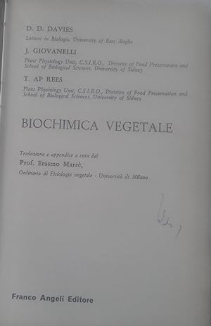 Imagen del vendedor de Biochimica vegetale a la venta por librisaggi