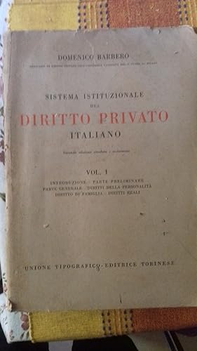 Sistema istituzionale del Diritto Privato Italiano. Vol. 1