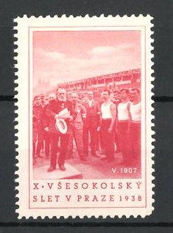 Seller image for Reklamemarke Prag, X. Vsesokolsky Slet v 1938, Siegerehrung for sale by Bartko-Reher