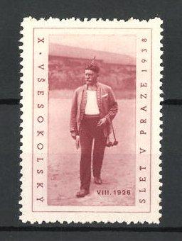 Seller image for Reklamemarke Prag, X. Vsesokolsky Slet v 1938, alter Mann for sale by Bartko-Reher