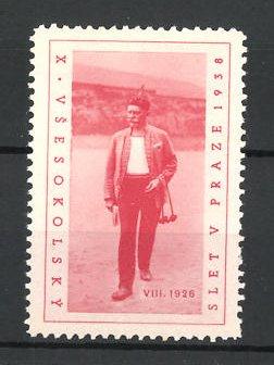 Seller image for Reklamemarke Prag, X. Vsesokolsky Slet v 1938, alter Mann for sale by Bartko-Reher