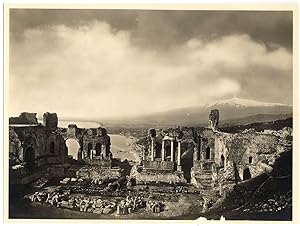 G.D. Agata, Taormina, panorama. Fotografia originale alla gelatina d'argento non montata. Stampa ...