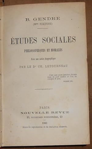 Etudes Sociales Philosophiques et Morales