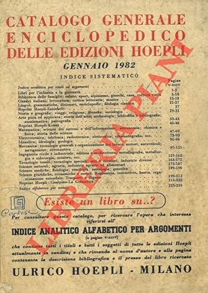 Catalogo generale enciclopedico delle edizioni Hoepli. Gennaio 1982.