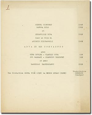 Bild des Verkufers fr Adua and Her Friends [Adua e le compagne] (Original program for the 1960 film) zum Verkauf von Royal Books, Inc., ABAA