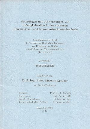 Bild des Verkufers fr Grundlagen und Anwendungen von Flssigkristallen in der optischen Informations- und Kommunikationstechnologie zum Verkauf von Antiquariat Lcke, Einzelunternehmung