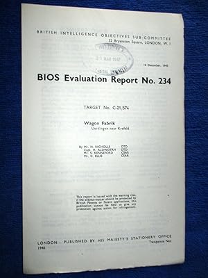 Bild des Verkufers fr BIOS Evaluation Report No.234. Target No C-21/574, Wagon Fabrik, Uerdingen near Krefeld, RING SPRINGS. British Intelligence Objectives Sub-Committee. zum Verkauf von Tony Hutchinson