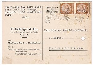 Seller image for Firmen-PK Rechnung Oelschlgel&Co. Chemnitz Deutsche Industrie-Werke Oktober 1937 gelaufen for sale by GAENSAN Versandantiquariat