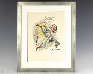 Original Signed Captain America Comic Illustration.