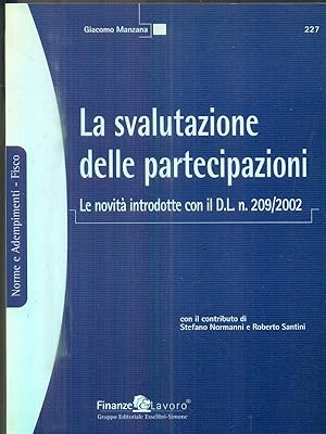 Bild des Verkufers fr La svalutazione delle partecipazioni zum Verkauf von Librodifaccia