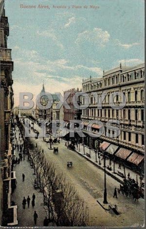 Tarjeta postal. Buenos Aires, Avenida y Plaza de Mayo