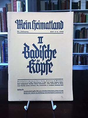 Bild des Verkufers fr Badische Kpfe Band 2. (= Mein Heimatland, 23. Jhg. Heft 3/4) zum Verkauf von Antiquariat Seibold