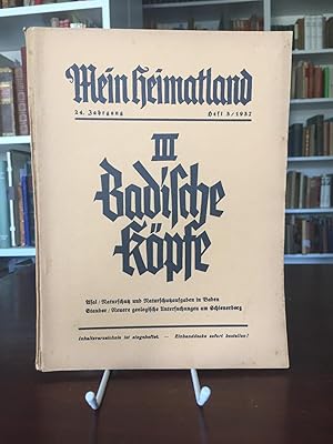 Bild des Verkufers fr Badische Kpfe Band 3. (= Mein Heimatland, 24. Jhg. Heft 3). zum Verkauf von Antiquariat Seibold