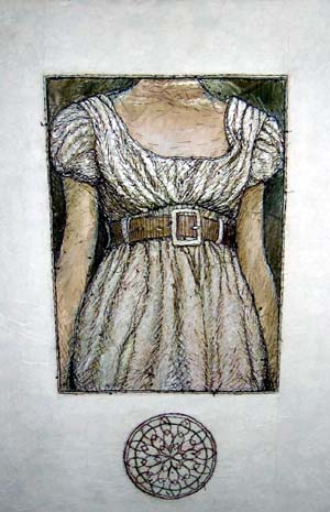 Imagen del vendedor de Im Kleid mit Grtel und Mawerk. a la venta por Kunsthandlung Goyert