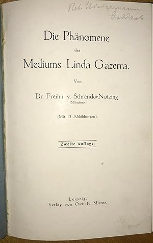 Bild des Verkufers fr Die Phnomene des Mediums Linda Gazerra. zum Verkauf von Antiquariat Uwe Turszynski