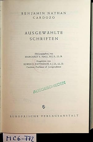 Seller image for Ausgewhlte Schriften. Hrsg. von Margaret E. Hall for sale by ANTIQUARIAT.WIEN Fine Books & Prints