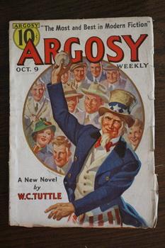 Image du vendeur pour ARGOSY WEEKLY (Pulp Magazine). October 9 / 1937; -- Volume 276 #4 Henry Plays a Hunch by W. C. Tuttle; Uncle Sam with Baseball Painted Cover mis en vente par Comic World