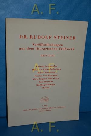 Imagen del vendedor de Dr. Rudolf Steiner. Verffentlichungen aus dem literarischen Frhwerk Heft XXIII. a la venta por Antiquarische Fundgrube e.U.