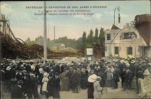 Ansichtskarte / Postkarte Bruxelles Brüssel, Expo 1910, Entrée de l'Avenue des Concessions, Incendie
