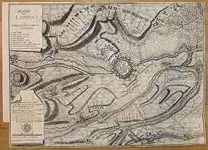 : Karte der Umgebung 1702 Landau 23 x 33,5 cm Kupferstich Pfalz
