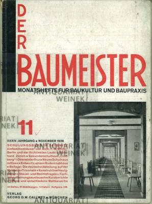 Bild des Verkufers fr Der Baumeister. Monatshefte fr Baukultur und Baupraxis. XXXIV. Jg., November 1936, Heft 11: Schulungsburg in Sassnitz. zum Verkauf von Antiquariat Weinek