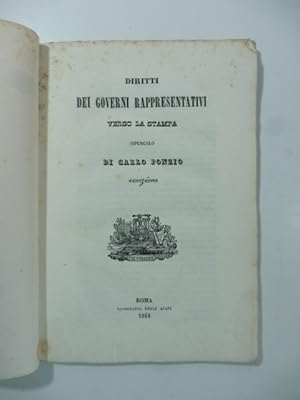 Diritti dei governi rappresentativi verso la stampa. Opuscolo di Carlo Ponzio veneziano