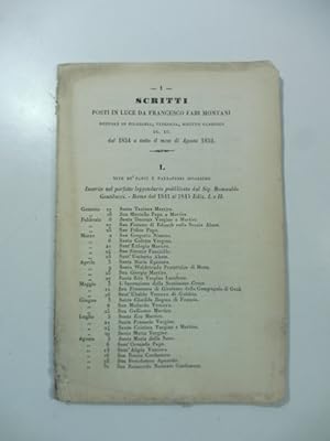 Scritti posti in luce da Francesco Fabi Montani dottore in filosofia, teologiaÂ dal 1834 a tutto...