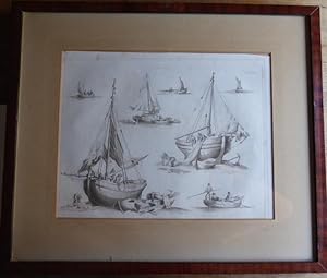 Seller image for Boats. Aquatinta-Radierung von W. H. Pyne. Bezeichnet oben: PL 3 u.PL 15. N IV. Drawin & Etching by W. H. Pyne. for sale by Antiquariat Appel - Wessling