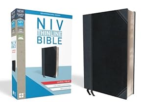 Image du vendeur pour NIV, Thinline Bible, Large Print, Imitation Leather, Black/Gray, Red Letter Edition (Leather / Fine Binding) mis en vente par BargainBookStores