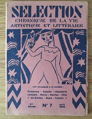 Selection chronique de la vie artistique et litteraire 5me Annee No 7 Avril 1926