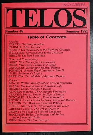 Imagen del vendedor de Telos: A Quarterly Journal of Radical Thought, No. 48 (Summer, 1981) a la venta por GuthrieBooks