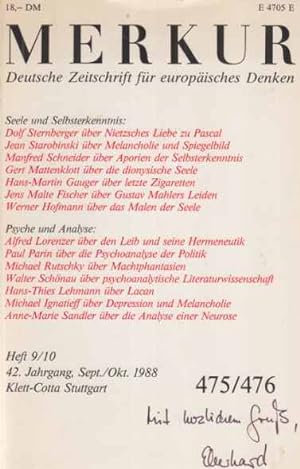 Merkur. Heft 9/10. 1988. Nr. 475/476. Deutsche Zeitschrift für europäisches Denken. 42. Jg.