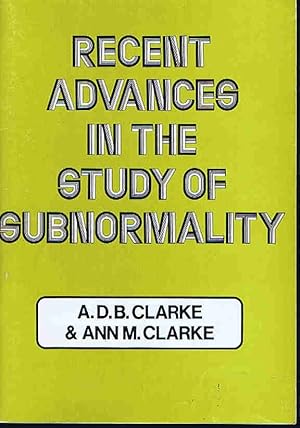 Imagen del vendedor de Recent Advances in the Study of Subnormality a la venta por Lazy Letters Books