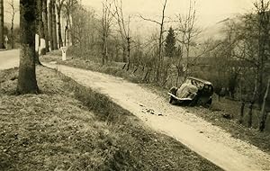France Memories of a Tow Truck Car Wreck Accident Ditch Old Photo 1935